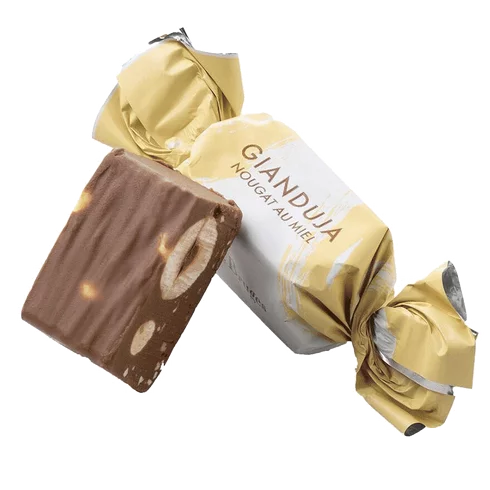 GIANDUJA AUX DEUX NOISETTES ET NOUGAT AU MIEL