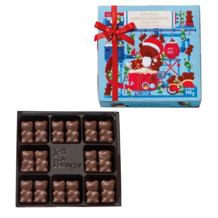 Boite 40 ours guimauve en chocolat au lait – Édition Noël Poids net 440.00  dh