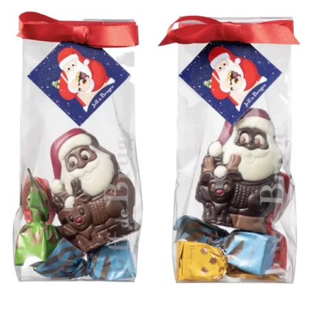 Père Noël cadeau en chocolat au lait ou noir garni – 90 g