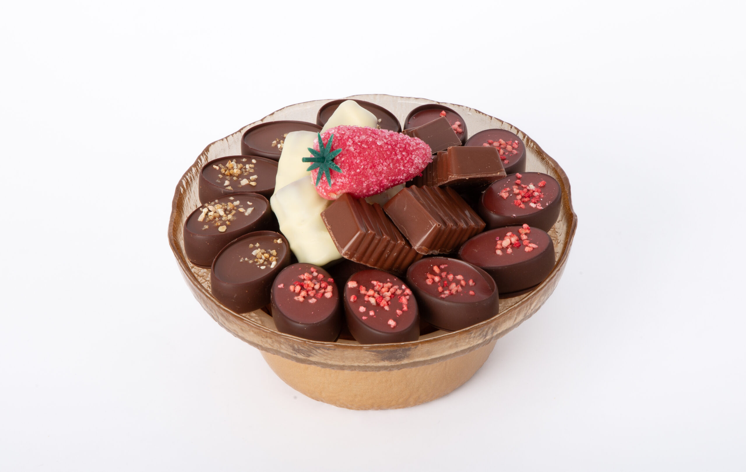 Coupe cristal ambre fond blanc PM avec 250g de chocolat