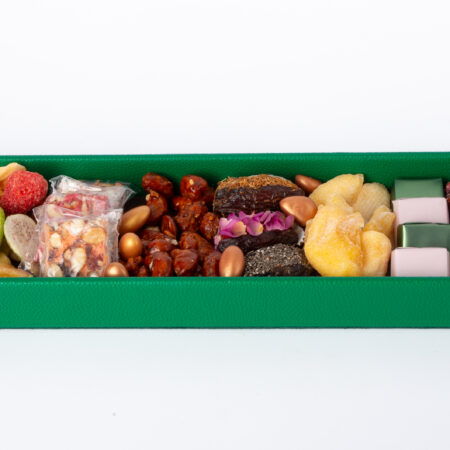 Petit plateau rectangulaire en similicuir vert Alice GM avec 900g