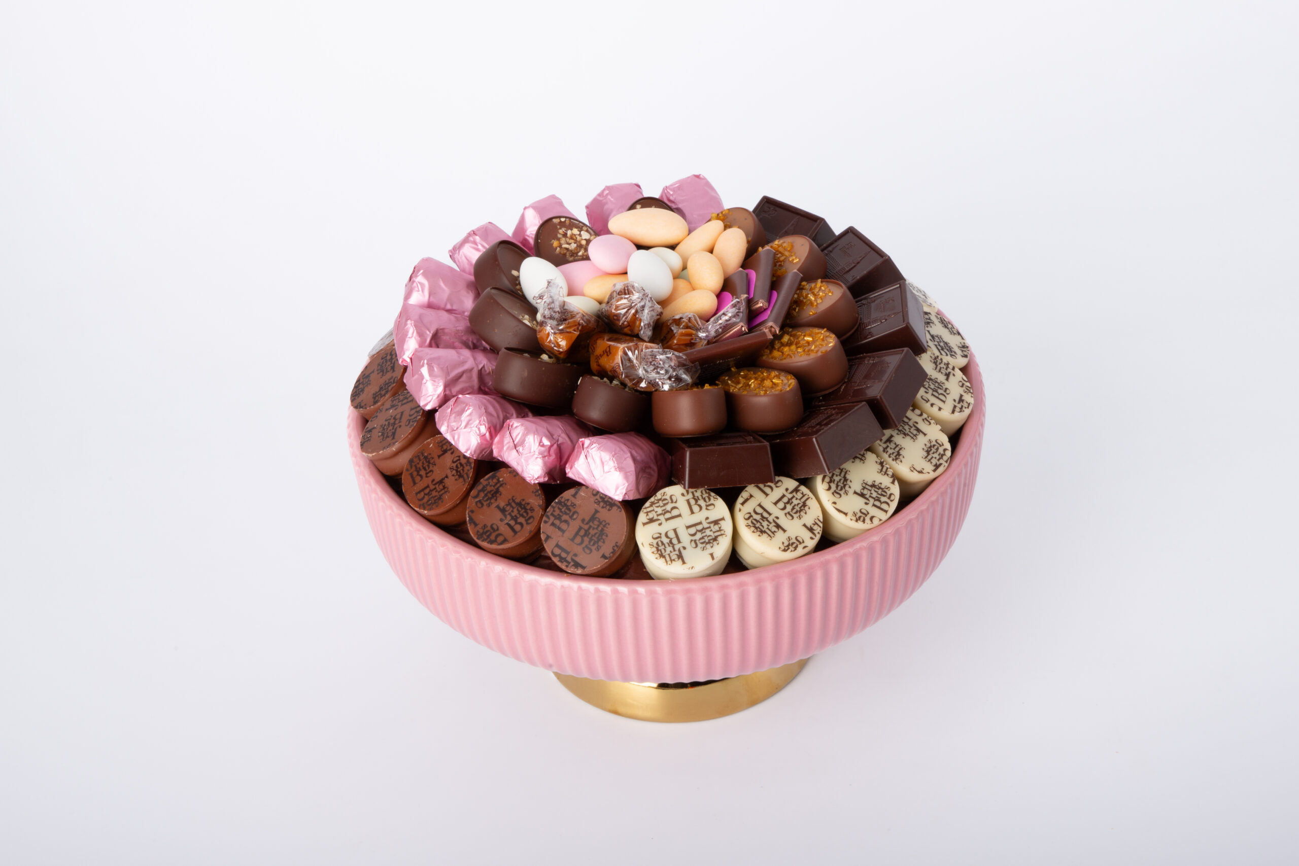 Coupe sur pied en céramique rose GM avec 600g de chocolat – Image 2