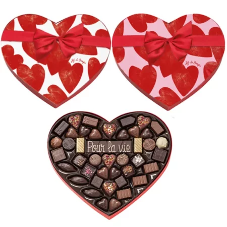 Grande boite coeur chocolats Saint-Valentin et sa barre de chocolat noir  449g