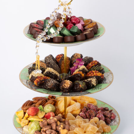 Présentoir à trois étages Vert et Rose 1,500kg