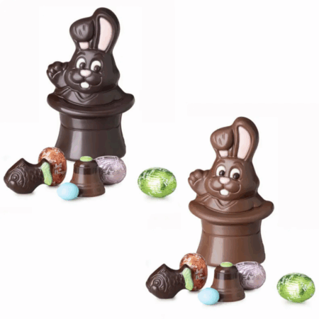 Lapin magicien Owen en chocolat au lait ou noir 75g avec garnissage