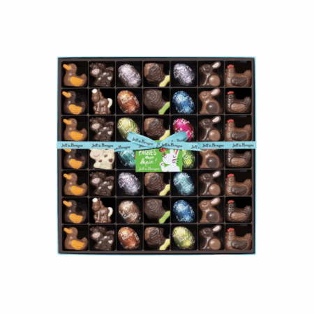 Boite animaux et œufs fourrés en chocolat49p