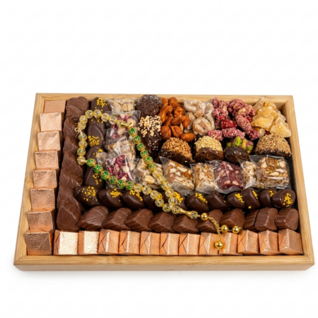 Plateau rectangulaire en bois naturel GM 1Kg de chocolats